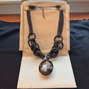 White House Black Market Black Roped Necklace with Pendant